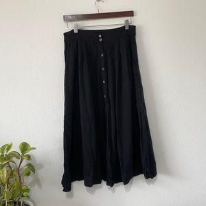 Free people Intimately Black Button Front Midi Skirt
